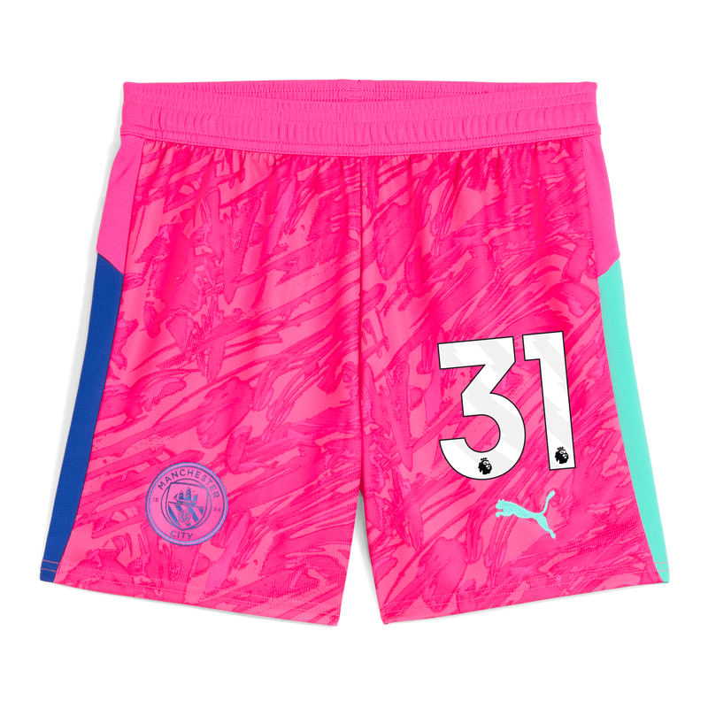Kids' Man City Goalkeeper Shorts 2025/26 With #31 pink unisex - Size 15/16 from polyester  - Official Manchester City FC store